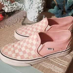 Pink & White Checkerboard Vans sz 7
